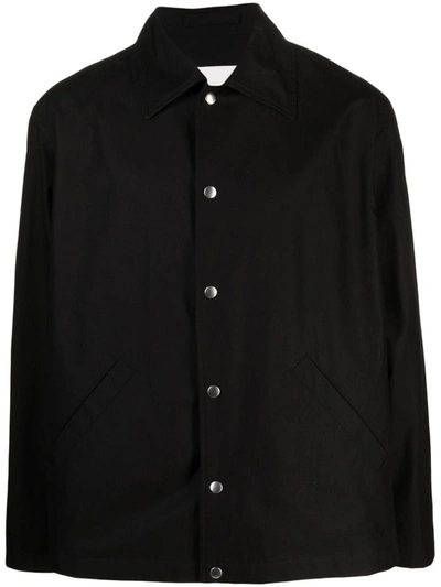 Shop Jil Sander Logo-print Shirt Jacket In Black