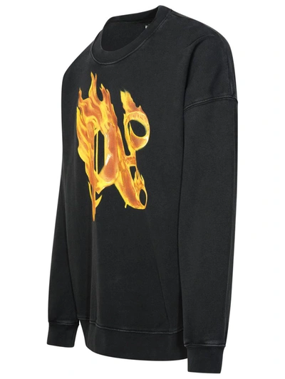 Shop Palm Angels 'burning' Black Cotton Sweatshirt