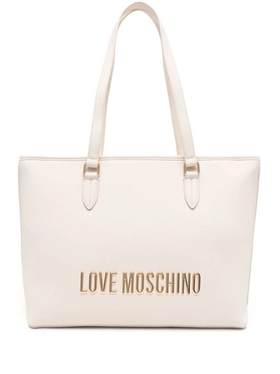 Shop Love Moschino Bag With Logo In Ivory