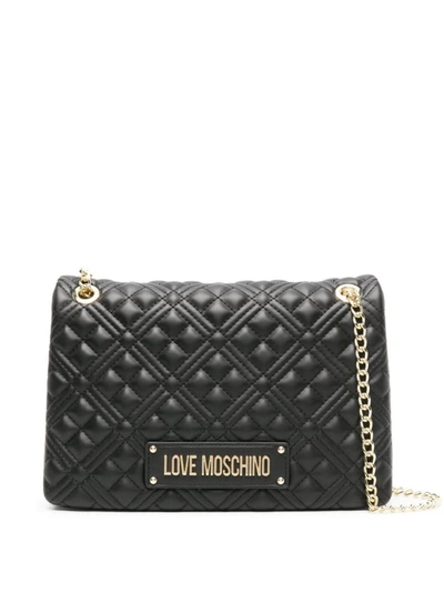 Shop Love Moschino Padded Bag In Nero E Oro