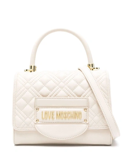 Shop Love Moschino Quilted Bag In Ivory