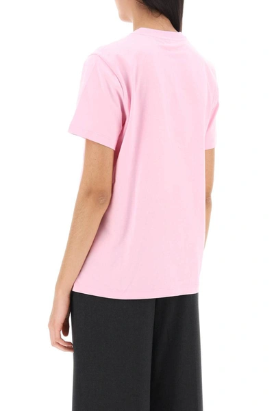 Shop Ganni Crew-neck T-shirt With Print In Pink