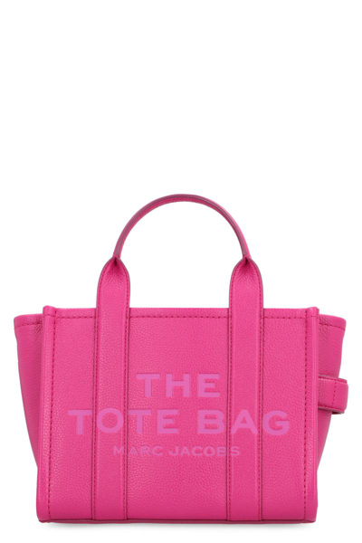 Shop Marc Jacobs The Leather Small Tote Bag In Fuchsia
