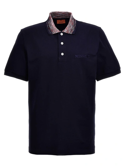 Shop Missoni Logo Embroidery Polo Shirt In Blue