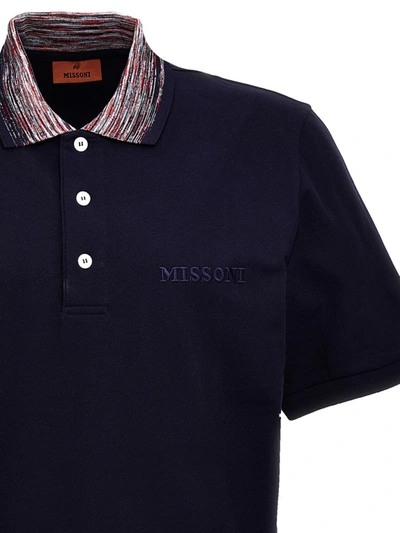 Shop Missoni Logo Embroidery Polo Shirt In Blue