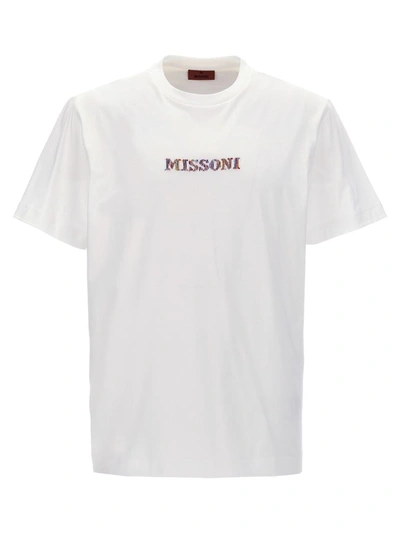 Shop Missoni Logo Embroidery T-shirt In White