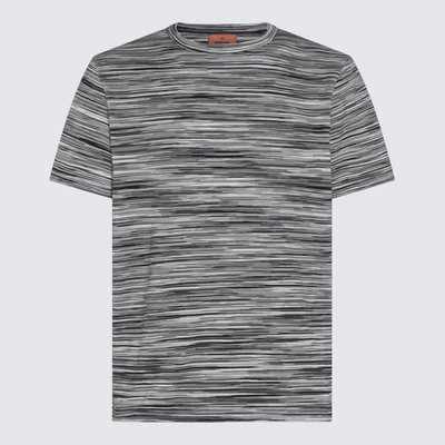 Shop Missoni Multicolor Cotton T-shirt In Space Dyed Black And White