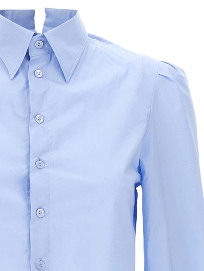 Shop Mm6 Maison Margiela Cropped Poplin Shirt In Blue