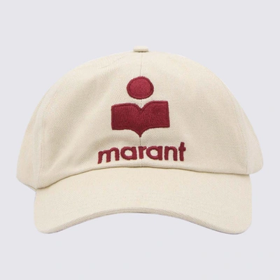 Shop Isabel Marant Beige And Red Cotton Baseball Cap In Ecru/red