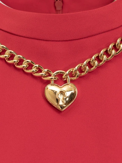 Shop Moschino Chain And Heart Dress In Red