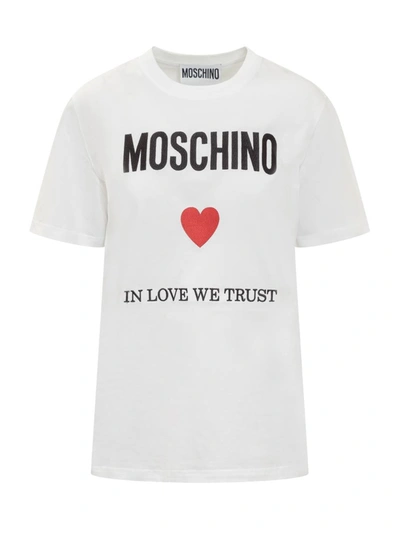 Shop Moschino T-shirt In Love We Trust In White