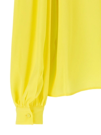 Msgm Bow Neck Shirt With Pleated Shoulders In Yellow