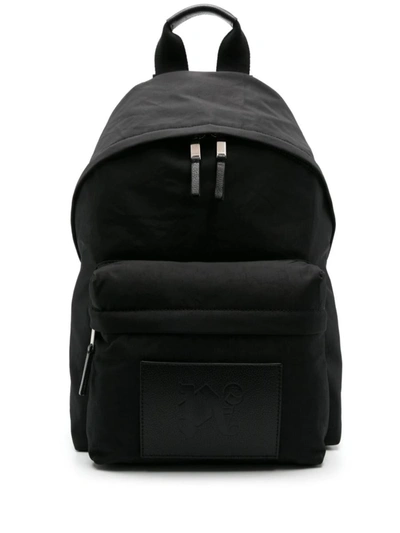 Shop Palm Angels Logo-debossed Zipped Backpack In Black Grey