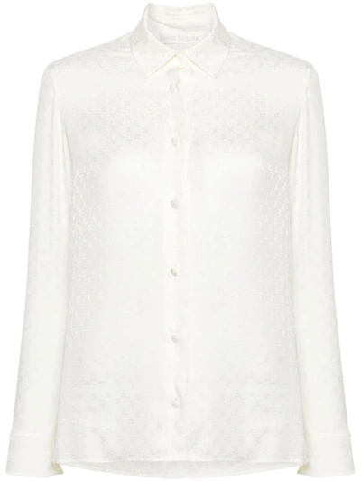Shop Palm Angels Monogram Jacquard Shirt In White