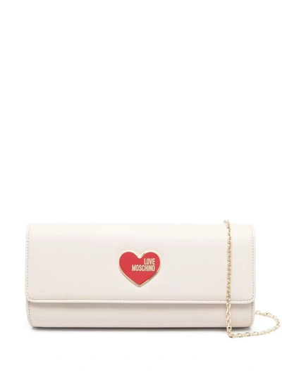 Shop Love Moschino Bag With Heart Logo In Ivory