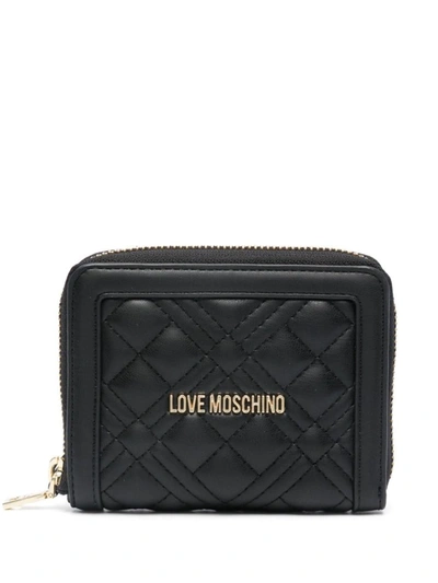 Shop Love Moschino Quilted Wallet In Nero E Oro