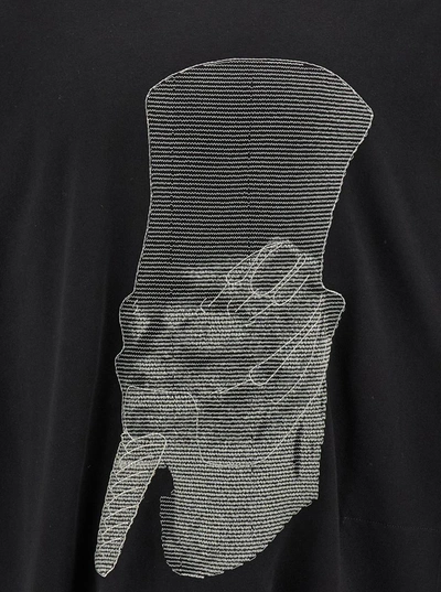 Shop Rick Owens Black Oversized T-shirt With Graphic Print In Cotton Man