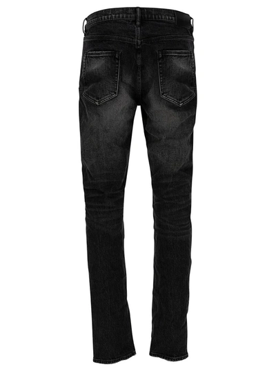 Shop Purple Brand Black Skinny Jeans With Rips In Stretch Cotton Denim Man In Grey