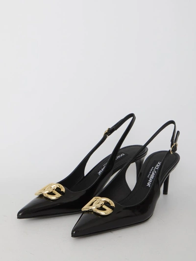 Shop Dolce & Gabbana Slingback In Shiny Leather In Black