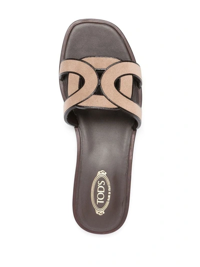 Shop Tod's Woven Sandals In Brown