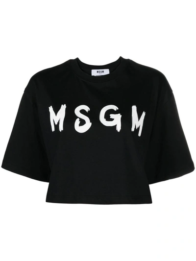 Shop Msgm Short T-shirt Logo In Black