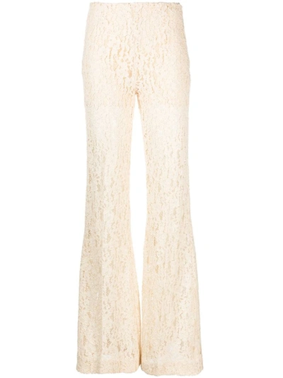 Shop Twinset Lace Trousers In Ivory