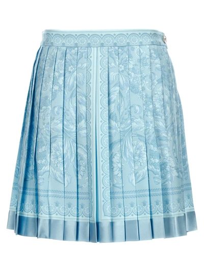 Shop Versace 'barocco' Skirt In Blue