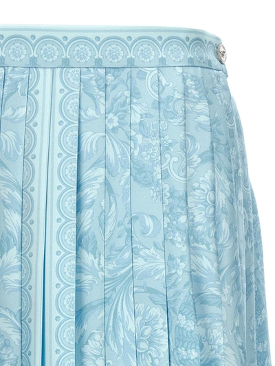 Shop Versace 'barocco' Skirt In Blue