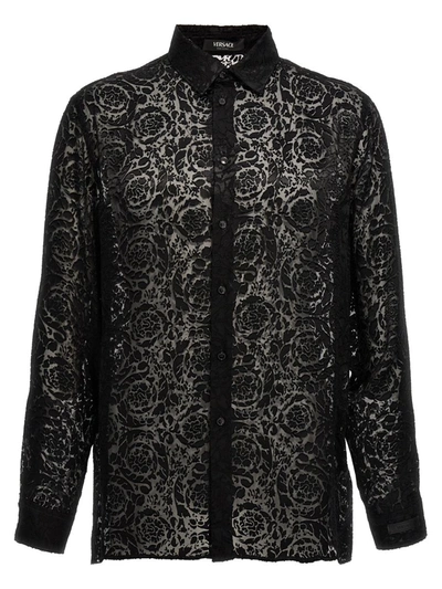 Shop Versace 'evening' Shirt In Black