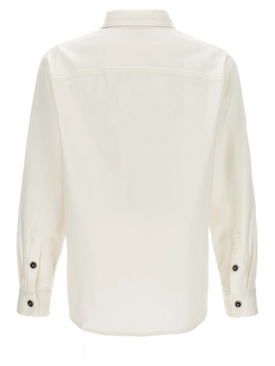 Shop Versace Denim Overshirt In White