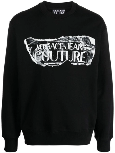 Shop Versace Jeans Couture Sweatshirt With Logo In Black