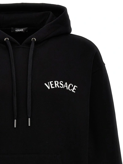 Shop Versace Logo Hoodie In Black