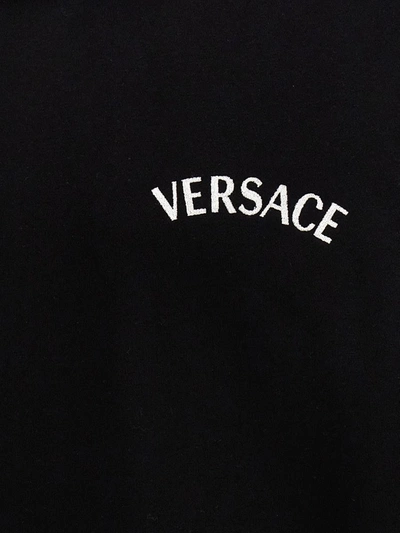 Shop Versace Logo Hoodie In Black