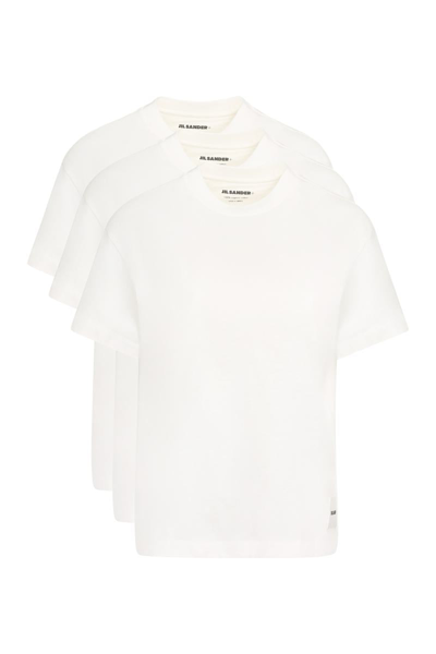 Shop Jil Sander Set Of Three Cotton T-shirts In White