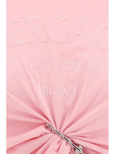 Shop Versace T-shirts In Pale Pink