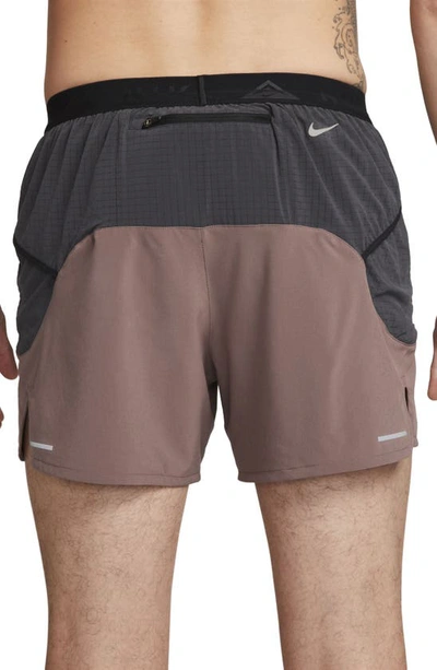 Shop Nike Second Sunrise 5-inch Brief Lined Trail Running Shorts In Plum Eclipse/ Anth/ Guava Ice