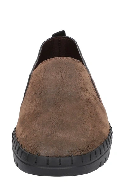 Shop Easy Street Fresh Perforated Slip-on Sandal In Brown Matte