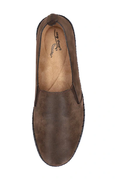 Shop Easy Street Fresh Perforated Slip-on Sandal In Brown Matte