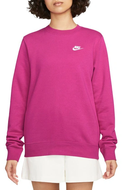 Shop Nike Sportswear Club Fleece Crewneck Sweatshirt In Fireberry/ White