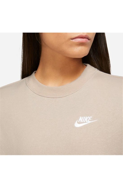 Shop Nike Sportswear Club Fleece Crewneck Sweatshirt In Sanddrift/ White