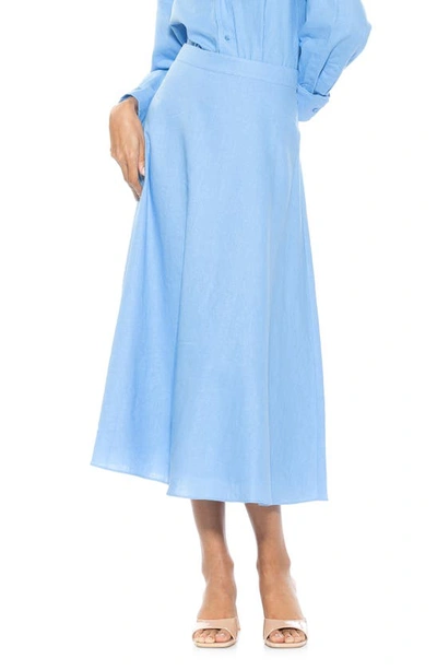 Shop Alexia Admor Brilyn Linen Midi Skirt In Light Blue