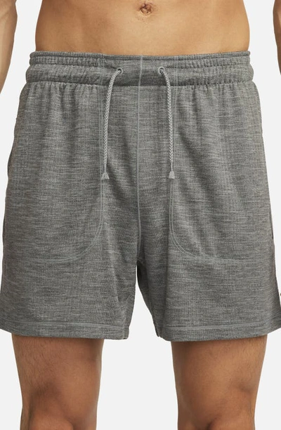 Shop Nike Yoga Dri-fit Jersey Shorts In Cool Grey/ Heather/ Cool Grey