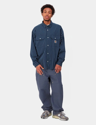 Shop Carhartt -wip Orlean Stripe Shirt In Blue