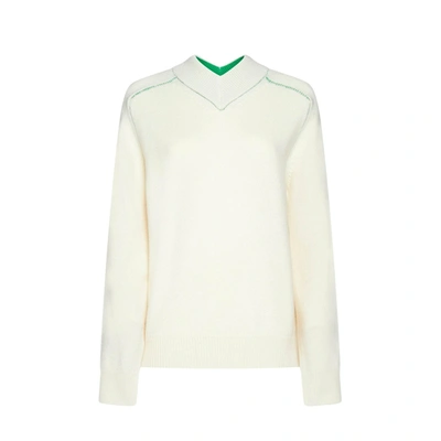 Shop Bottega Veneta V-neck Wool Sweater In White