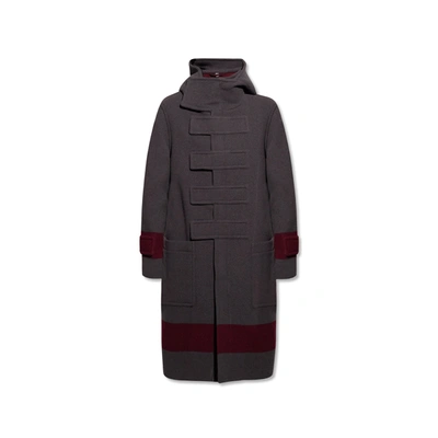 Shop Burberry Wool Hooded Coat In Gray
