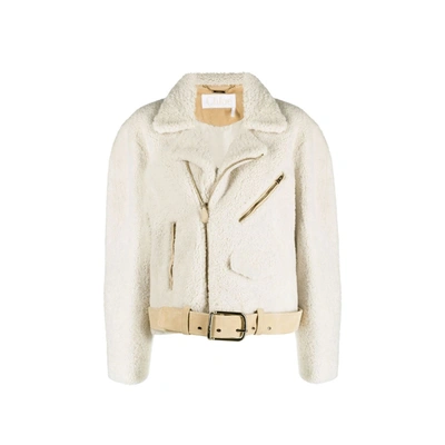 Shop Chloé Faux Fur Jacket In Beige