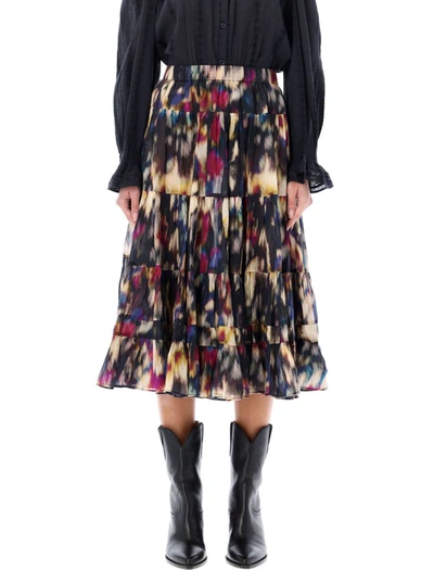 Shop Isabel Marant Étoile Elfa Skirt In Ocra Black Flower