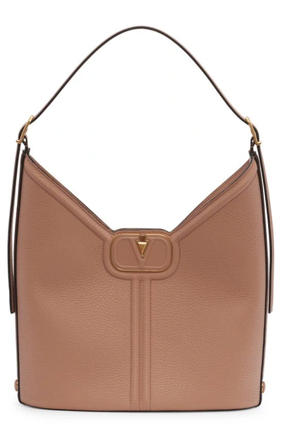 Shop Valentino Vlogo Vertical Leather Tote In Gf9 Rose Cannelle
