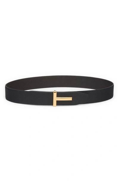 Shop Tom Ford Tejus Reversible Leather Belt In Chocolate Brown