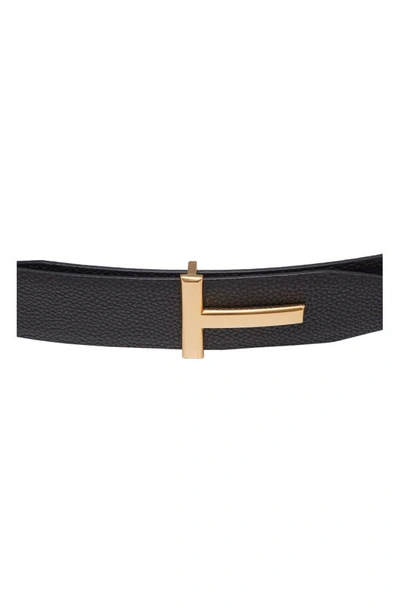 Shop Tom Ford Tejus Reversible Leather Belt In Chocolate Brown